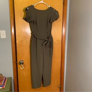 Calvin Klein Midi Petal Sleeve Jumpsuit with Belt Green